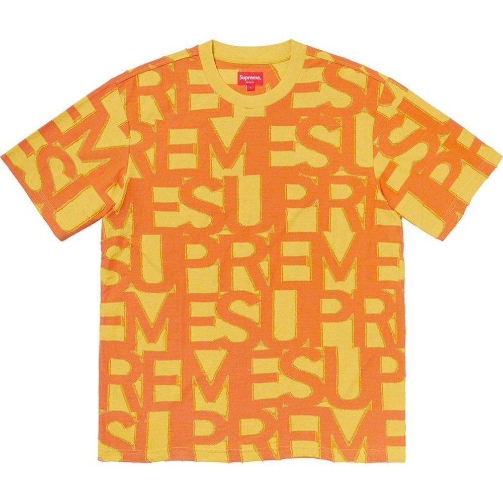 Supreme Spellout S/S Knit Sweater Top Orange + Yellow Supreme Logo SS20 SZ L NWT